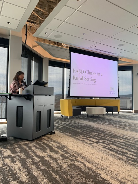 FASDNL's tweet photo. Heather Conran-Paul speaking about highlights and solutions for #FASD clinics operating in rural settings. #ReducingHarms 
#fasdNL #fasdAtlantic https://t.co/G3Aw4D9mxm