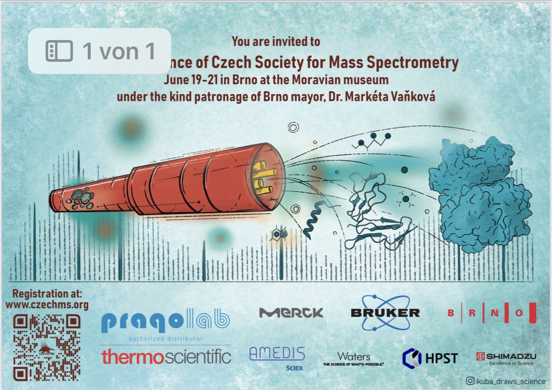 Who is coming to Brno? I offer free guide services to discover local wonders 🍺😉

What? 🦕 11th Conference of Czech Society for Mass Spectrometry

When? 🕰️ June 19-21

Where?📍Brno, Czech Republic

Register 👉🏼 czechms.org/en/events/cmsc…

#massspec #brnoregion