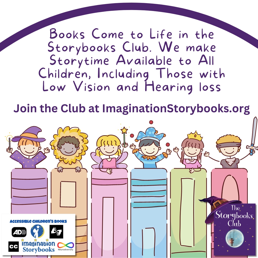 IStoryBooksClub's tweet image. Books Come to Life in the Storybooks Club. We make Storytime Available to All Children, Including Those with Low Vision and Hearing loss. Join the Club at ImaginationStorybooks.org

#StorybooksClub #AccessiblityMatters #KidsBooks #KidLit #KidsAudiobooks #LowVision #DeafCommunity