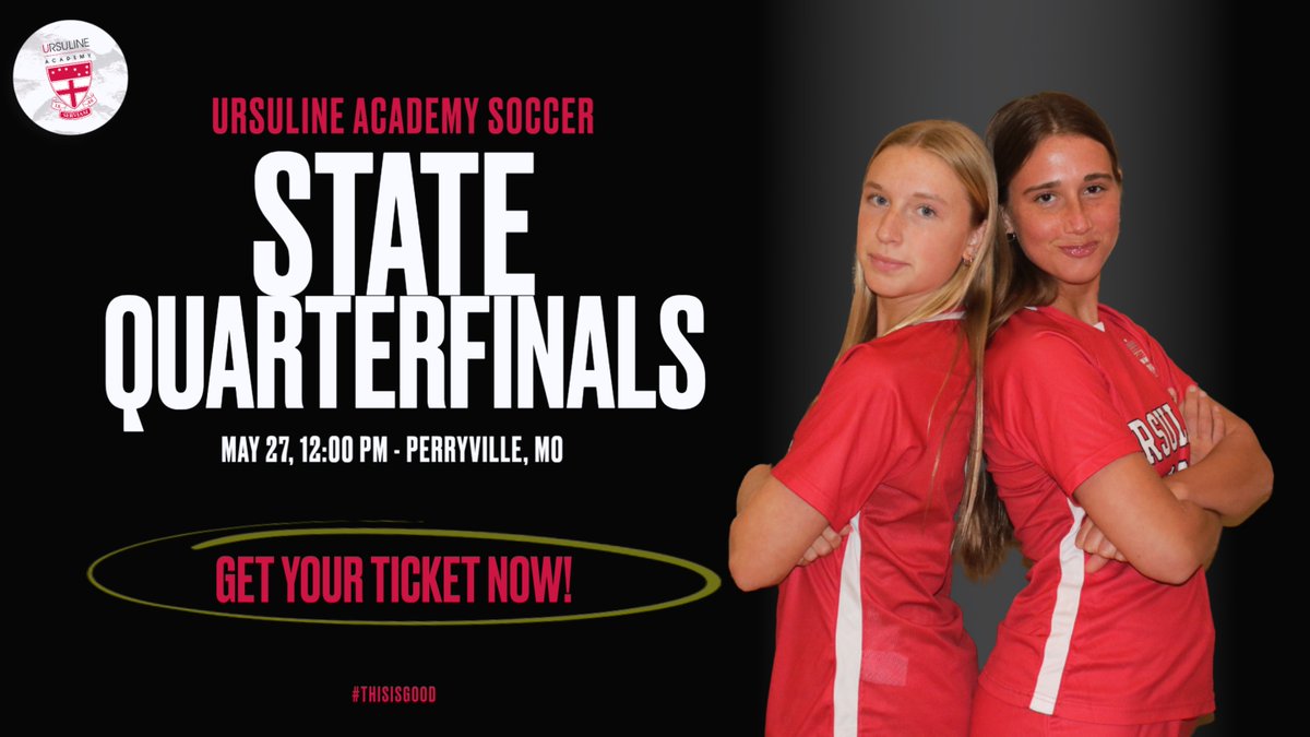 Get your tickets for the soccer State quarterfinal game this Saturday at the Bank of Missouri Soccer Complex in Perryville, MO. 
🎟️ loom.ly/VjjWU2w
#thisisgood #ursulineathletics