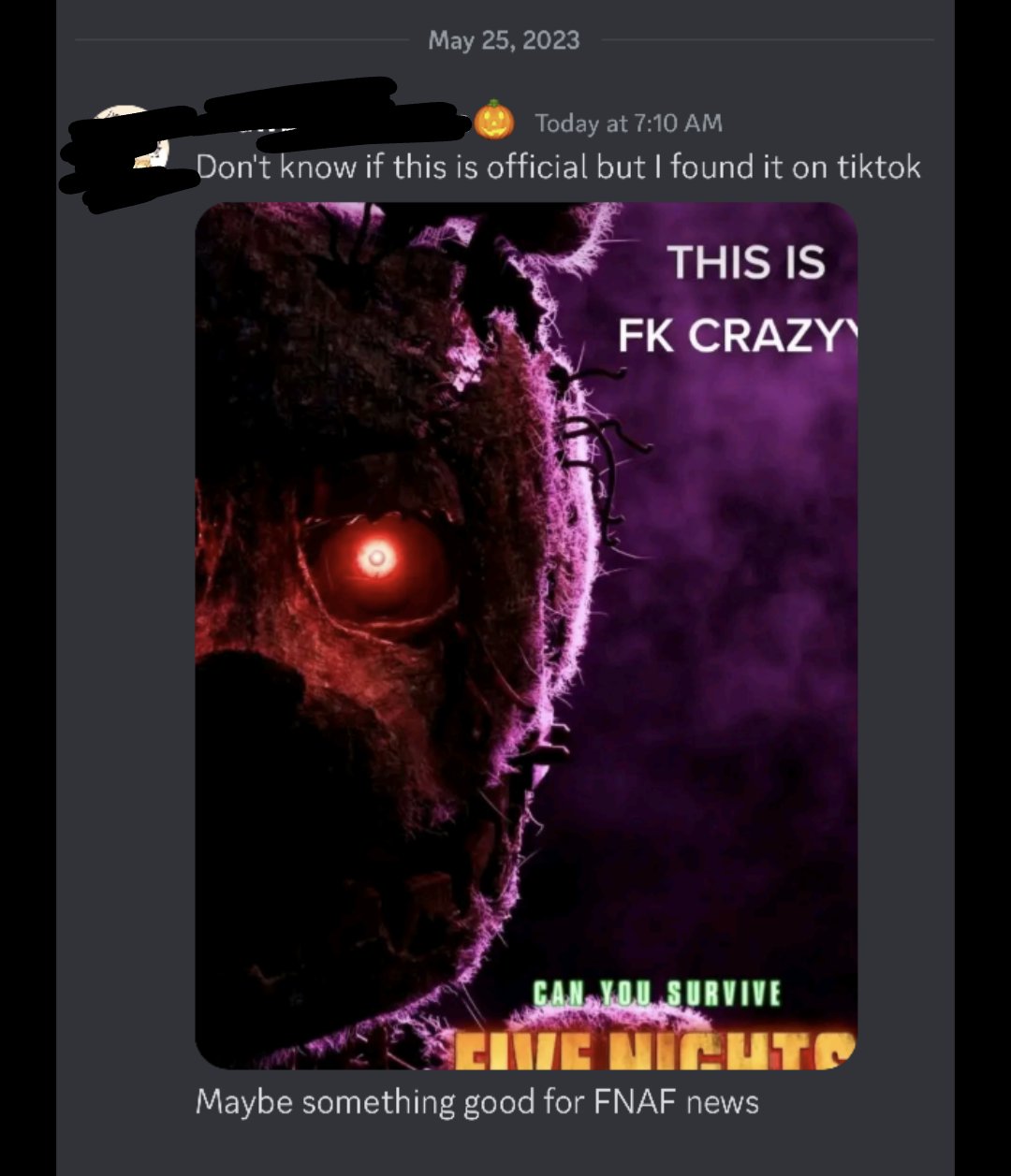 FNAF Movie Updates on X: To protect his identity, we are keeping