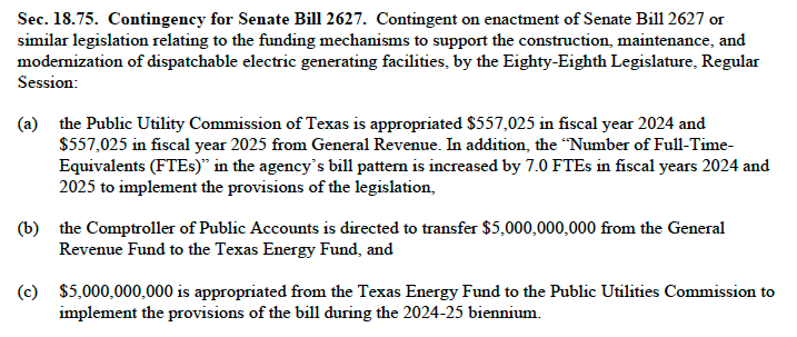 $5 billion for the proposed Texas Energy Fund (SB2627) for loans for construction of electric generating facilities.

(9/X)

#txlege #txbudget
