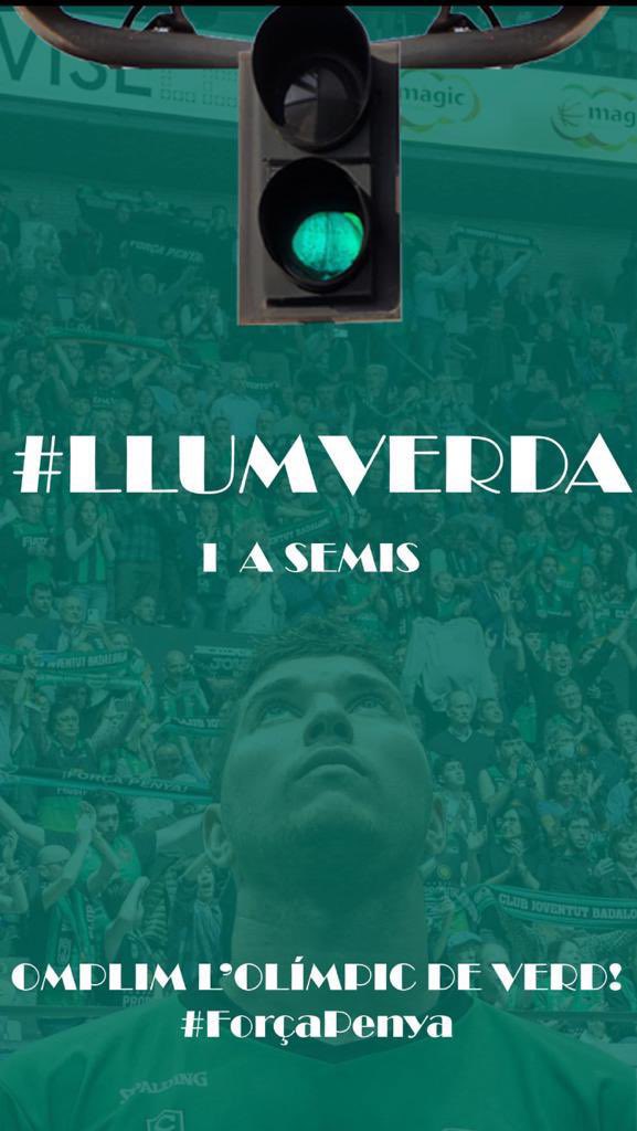 #LlumVerda 

🟢🟢🟢 Dimarts 30/05 tothom de verd a l'Olímpic 🟢🟢🟢🟢

#ForçaPenya 💚🖤💚🖤