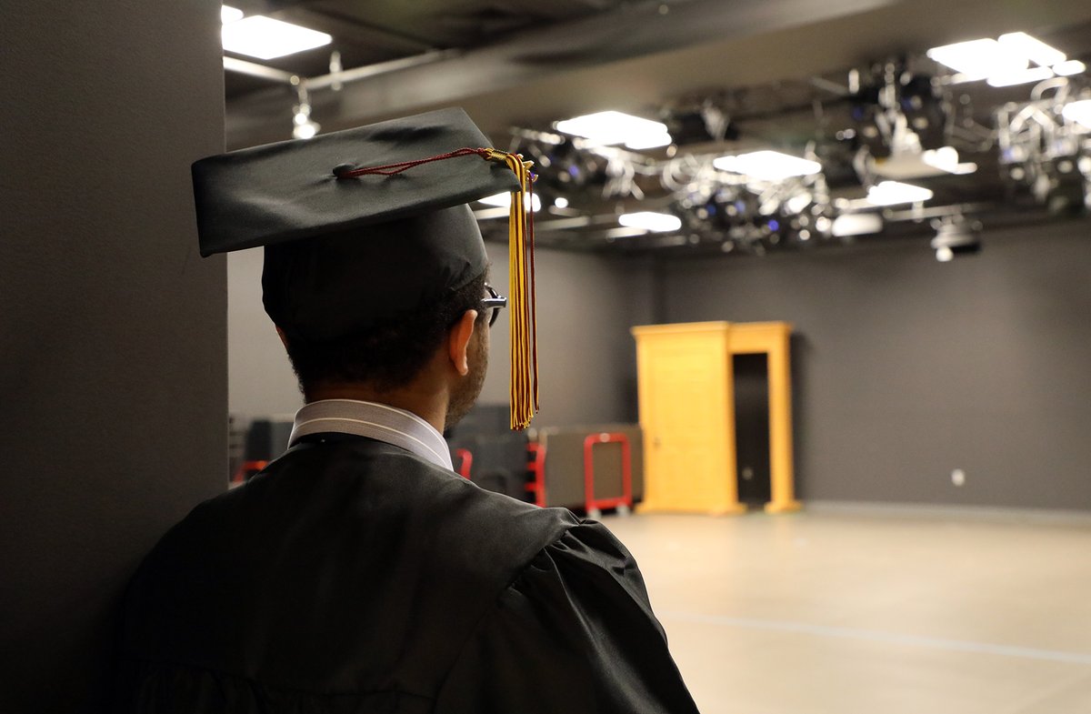 BloomsburgU's tweet photo. “The biggest thing I’ll miss is the theater program. Without them through the ups and downs, I wouldn’t have made it. I’ll miss the community who always inspired me to not give up and do the things I enjoy.” 💯🎓🐾 #BUClass2023 #Husky4Life #BloomOnward #HuskyUnleashed #graduation https://t.co/m1dUCBWM8v