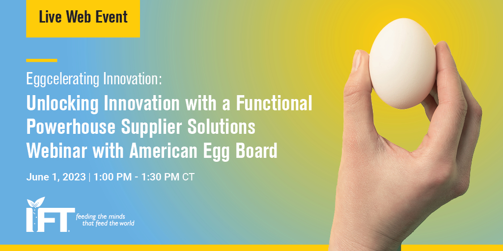 IFT's tweet image. Unlock the power of #FoodInnovation with @AmEggBoard next Wednesday, June 1! 🥚

Get an exclusive look at their O.V.V.O. innovation process and learn how eggs are helping to improve #productformulation, #shelflife, and more across the #foodsystem: hubs.la/Q01R5vBq0