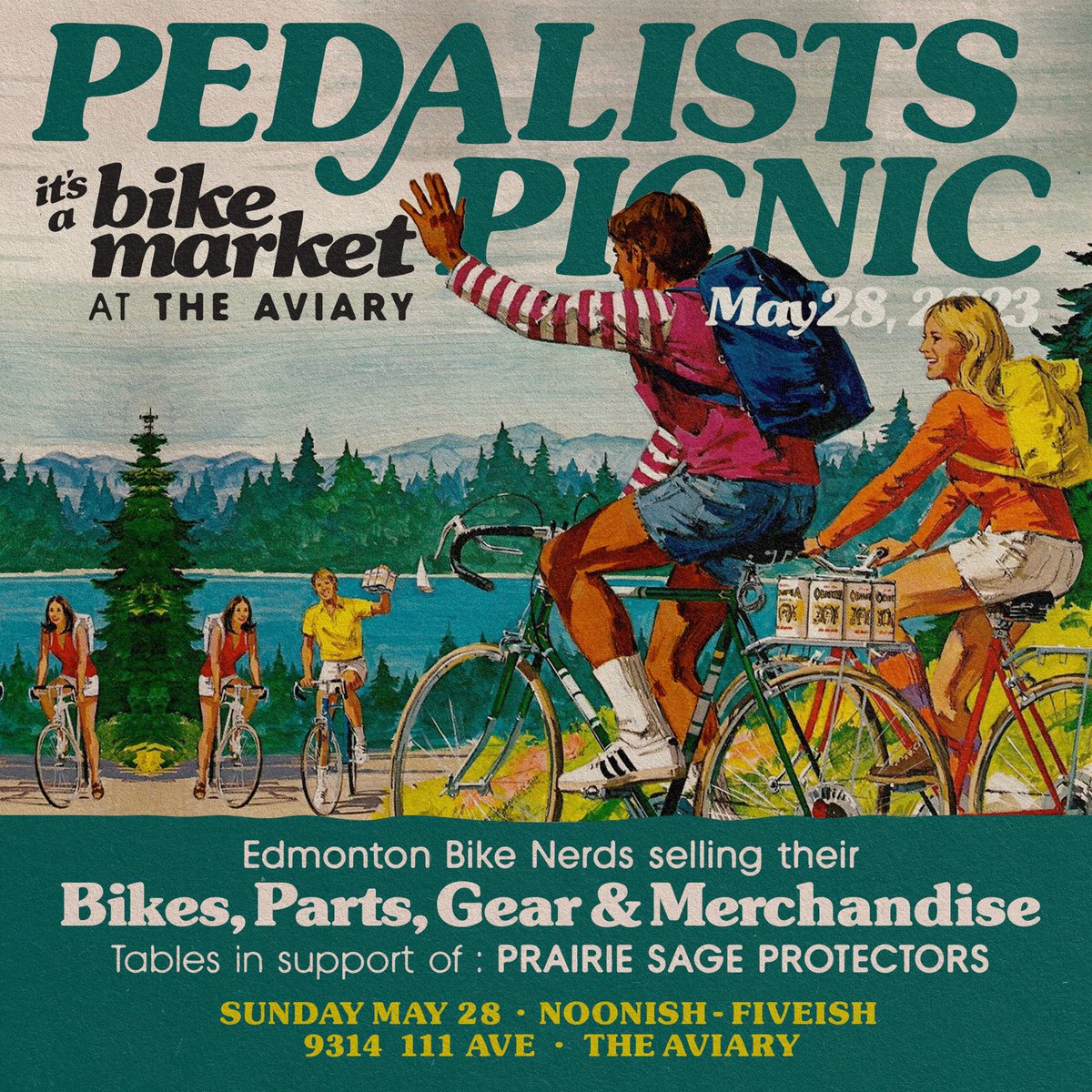 #yegbike this is happening on Sunday afternoon at the Aviary! Come out to scoop some niche parts, a new bike, a fresh local pint. Something for everyone. It’s all ages and we’re raising some money for Prairie Sage Protectors ✊