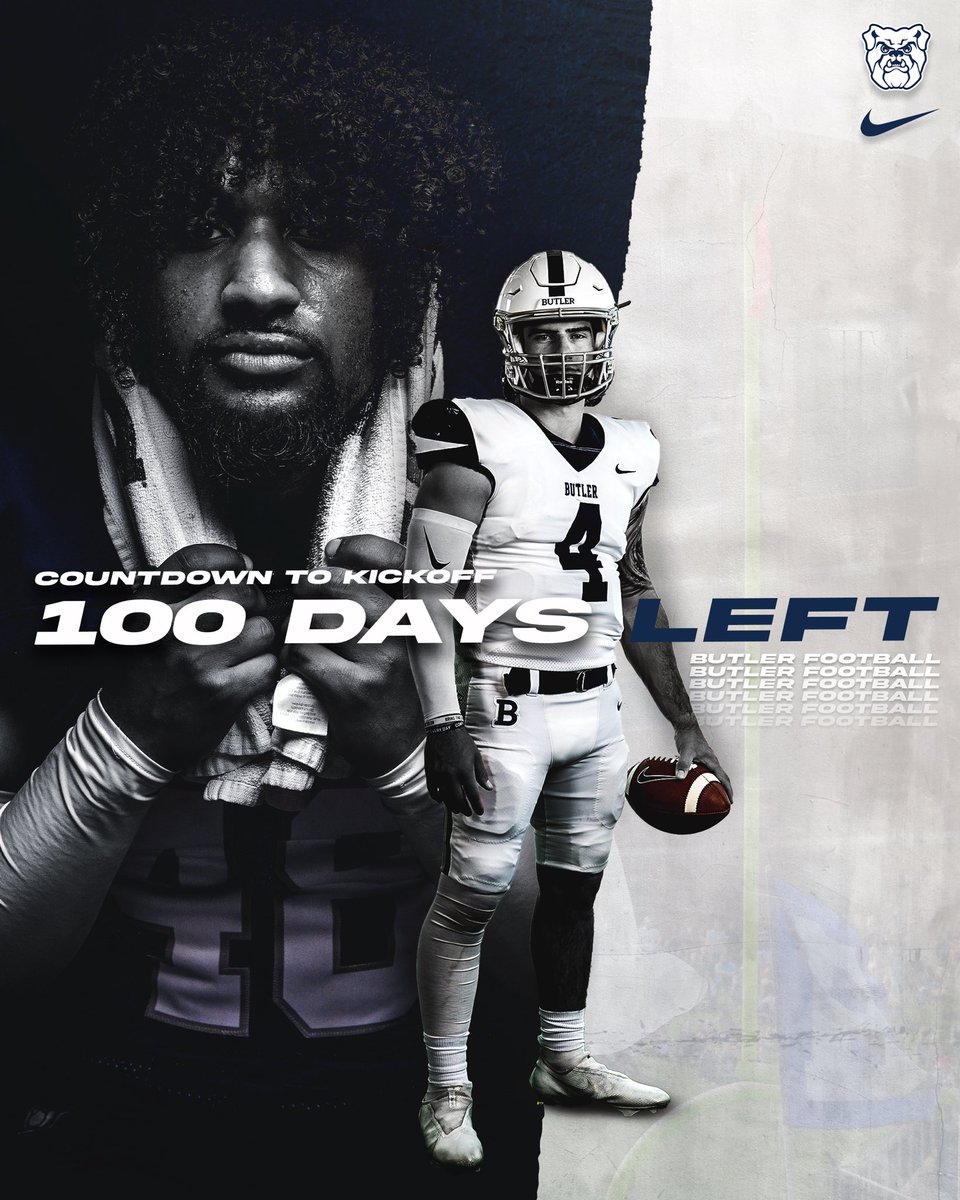 ButlerUFootball's tweet photo. 100 days until kickoff…

#ButlerWay https://t.co/oMjQWCrU5x