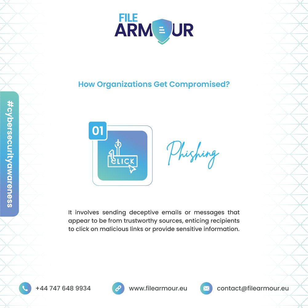 FileArmour's tweet photo. 1. Phishing:
It involves sending deceptive emails or messages that appear to be from trustworthy sources, enticing recipients to click on malicious links or provide sensitive information.
#filearmour #security #filesharing #encrypt #dataprivacy #datasecurity #FileProtection https://t.co/syBRPjNnqO
