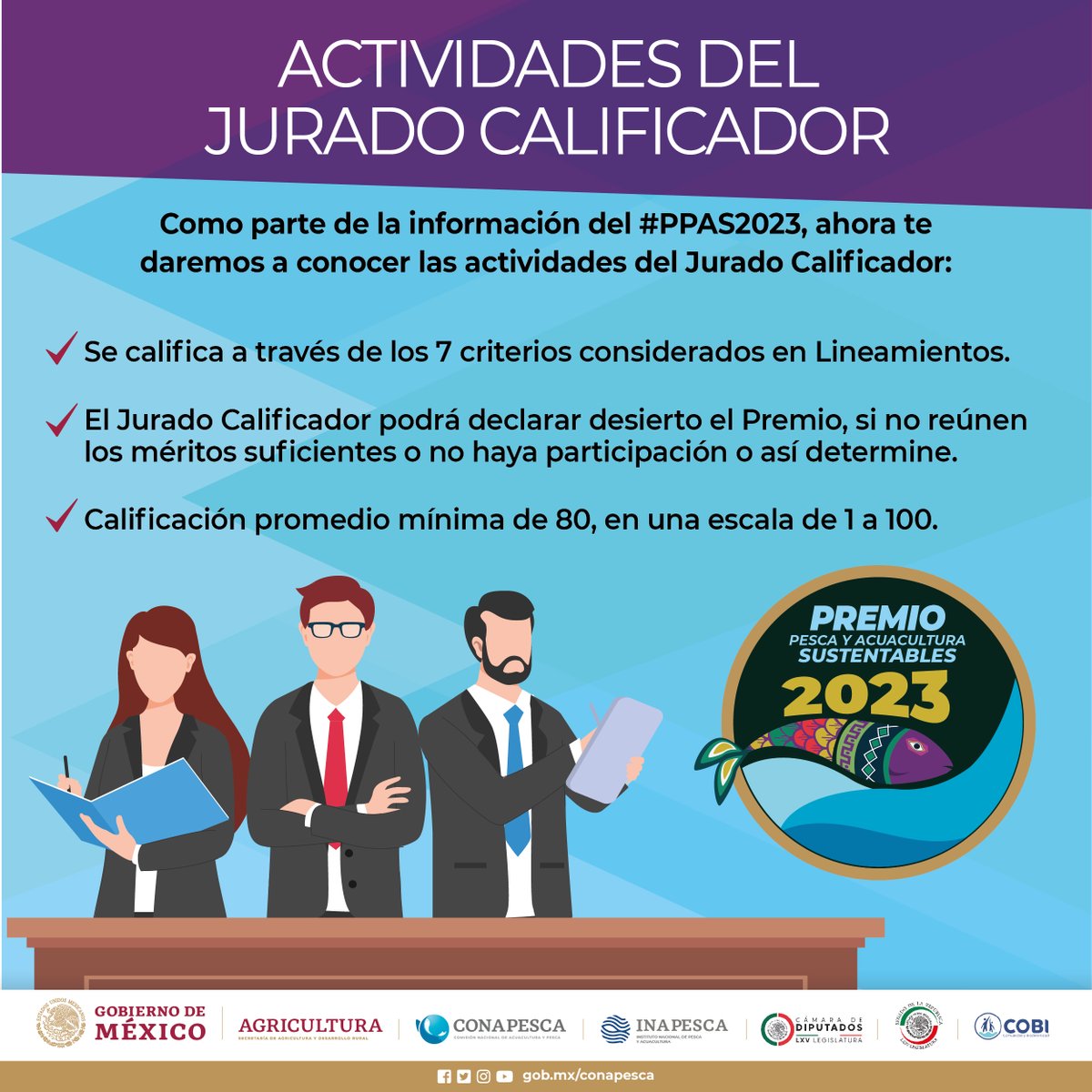 Conapesca's tweet photo. Así eligen a los ganadores.

Para mayores informes o detalles sobre los #Lineamientos visitar el siguiente link:
https://t.co/9V2Ntd19py

#PremioPescaSustentable2023 #PremioAcuaculturaSustentable2023 #GobiernoFederal2023 #ConapescaconcursoPescaSustentable #PPAS2023 #PremioPAS2023 https://t.co/t8DieL5rYI