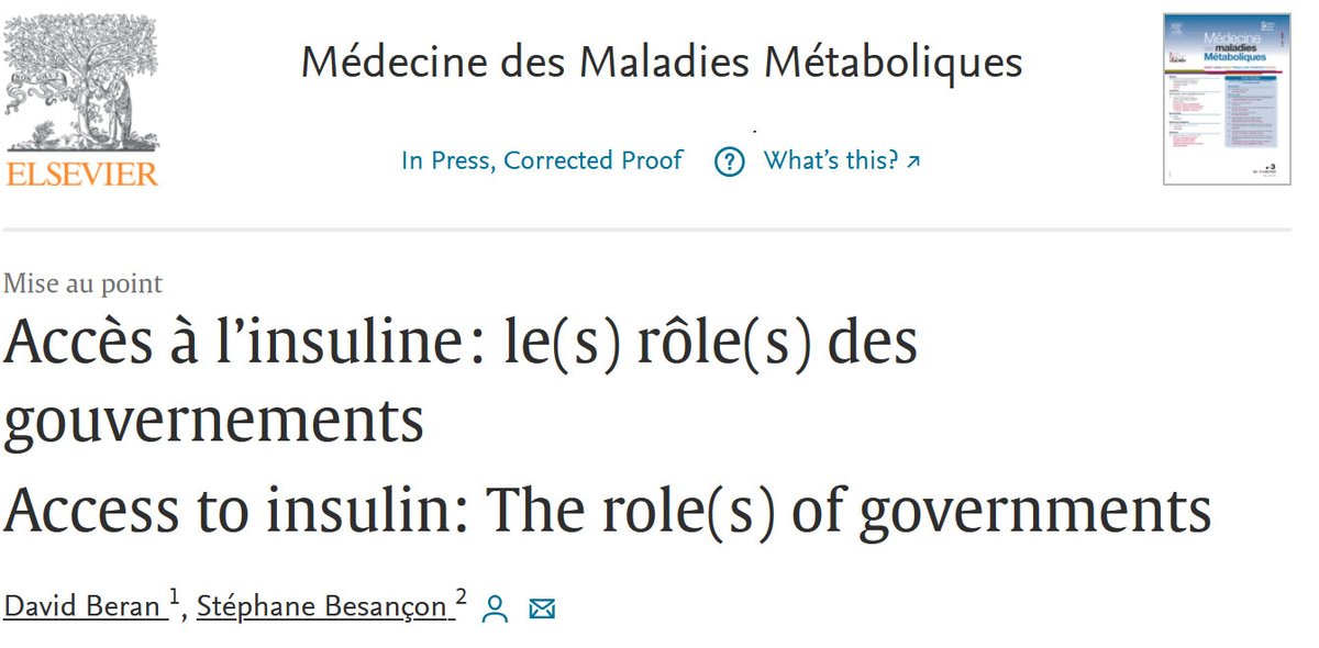 Coming soon ! Next week we will publish another new paper with my close friend Pr David Beran on the roles of governments to ensure Access to #insulin A 12-pages peer review paper to cover from research to dispensation ! #insulin4all #globalhealth #diabetes