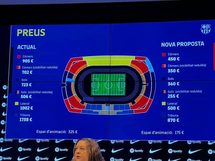 ❗️Official: Ticket prices at Montjuïc have been cut by 50%. On the left, can be seen the prices that Barça had announced a few weeks ago. On the right, can be seen the new prices just approved by the board.