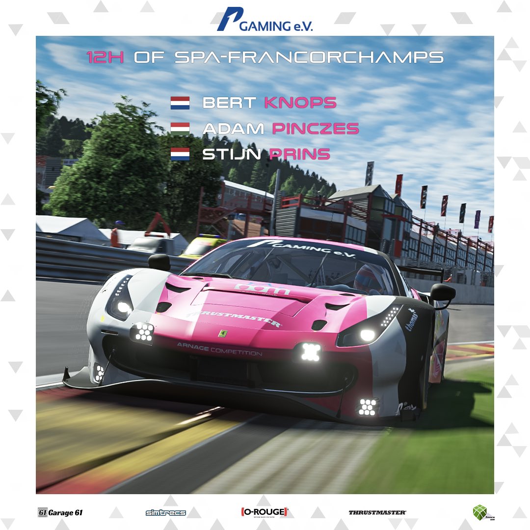 A home race for our crew in the P1 Gaming championship this weekend!

Our crew is made up of :
🇳🇱 Bert Knops
🇭🇺 Adam Pinczes
🇳🇱 Stijn Prins

Our 3 drivers will be at the start of Saturday's 12-hour race in the Belgian Ardennes 🇧🇪