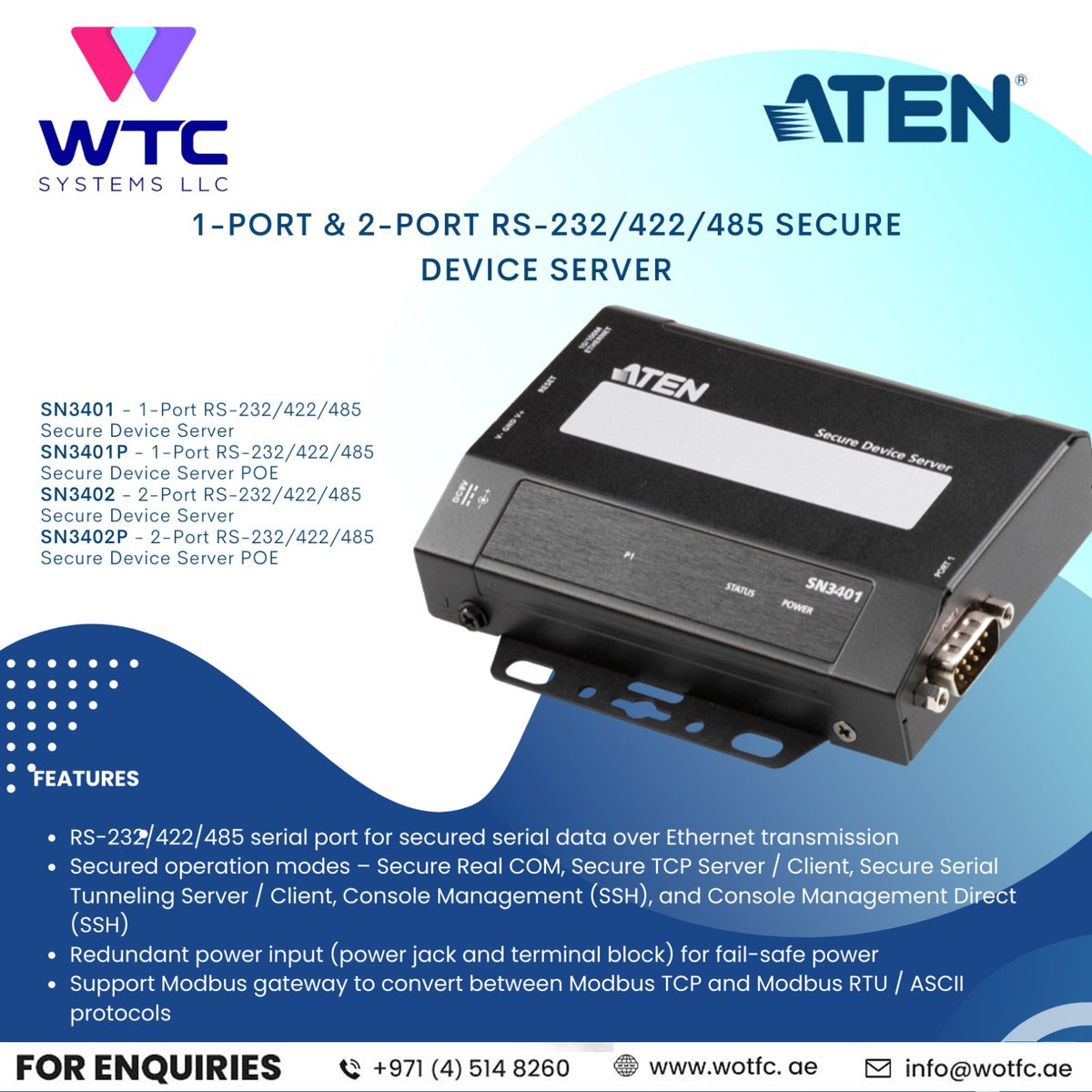 WTC_SYSTEMS_LLC's tweet photo. For Enquiries call +971 (4) 514 8260
For Demo:- https://t.co/4qjEHZma7E
W: https://t.co/CaB9Qhk0NP
E: info@wotfc.ae

#wtc #wtcsystems #wtcdistribution #aten #SN3001
#SN3001P #SN3002 #SN3002P #serialconsole #Modemdialin #dialback #dialoutaccess #HighGradeSecurity #LaptopUSBConsole https://t.co/gCk5uBbhgH