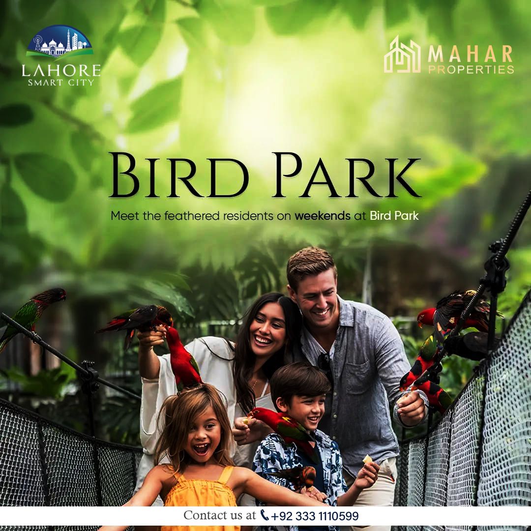 Chirp, chirp! The Bird Park at Lahore Smart City will be home to a huge number of birds' species and will serve as a huge recreational attraction for locals & tourists. 

#MAHAR #PROPERTIES #LahoreSmartCity #SmartCity #TouristAttractions #BirdsPark