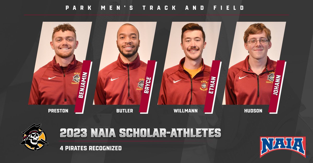 M T&amp;F, Benjamin Preston, Bryce Butler, Ethan Willmann, and Johann Hudson are 2023 NAIA Scholar-Athletes! We are very proud of your dedication! <a href="/pirates_tfxc/">Park Pirates T&F/XC</a> #ParkProud💛❤️