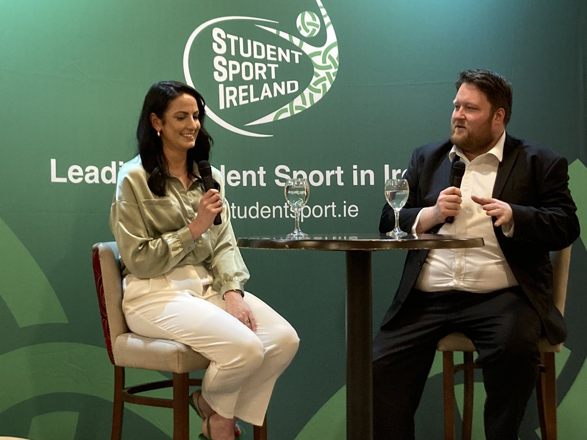 After dinner chat at @StudentSportIrl Network 2023 we are joined by @JessieBarr247 and @willocallaghan @offtheball