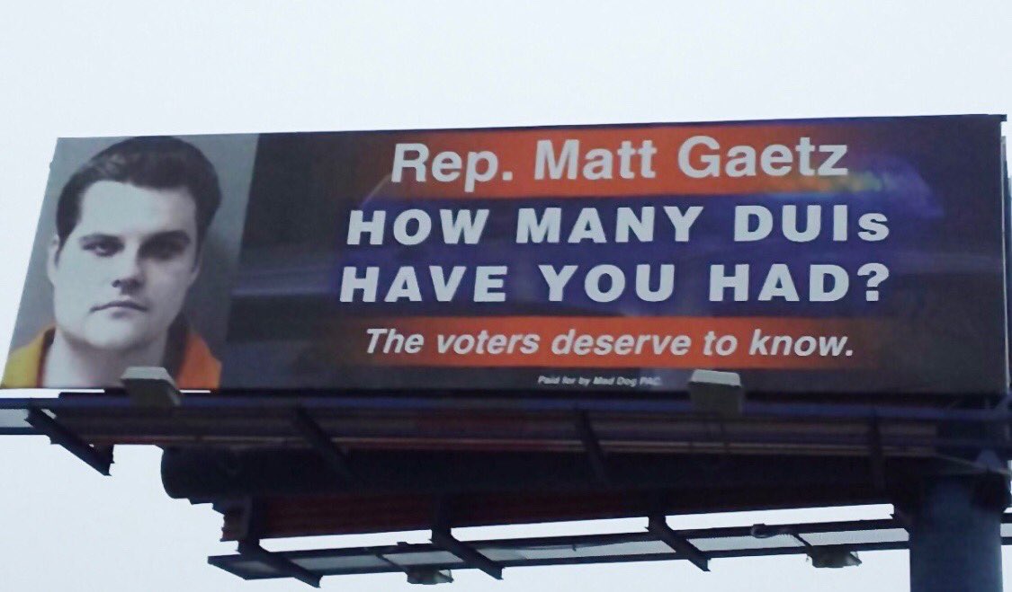 Rethuglicans. 

@mattgaetz is one of them. 

#GOPDefault #GOPDebtCrisis #GOPTraitors 
#GOPDomesticTerrorists 

Billboards Paid For By @maddogpac supporters. 

Join us. MadDogPAC.com