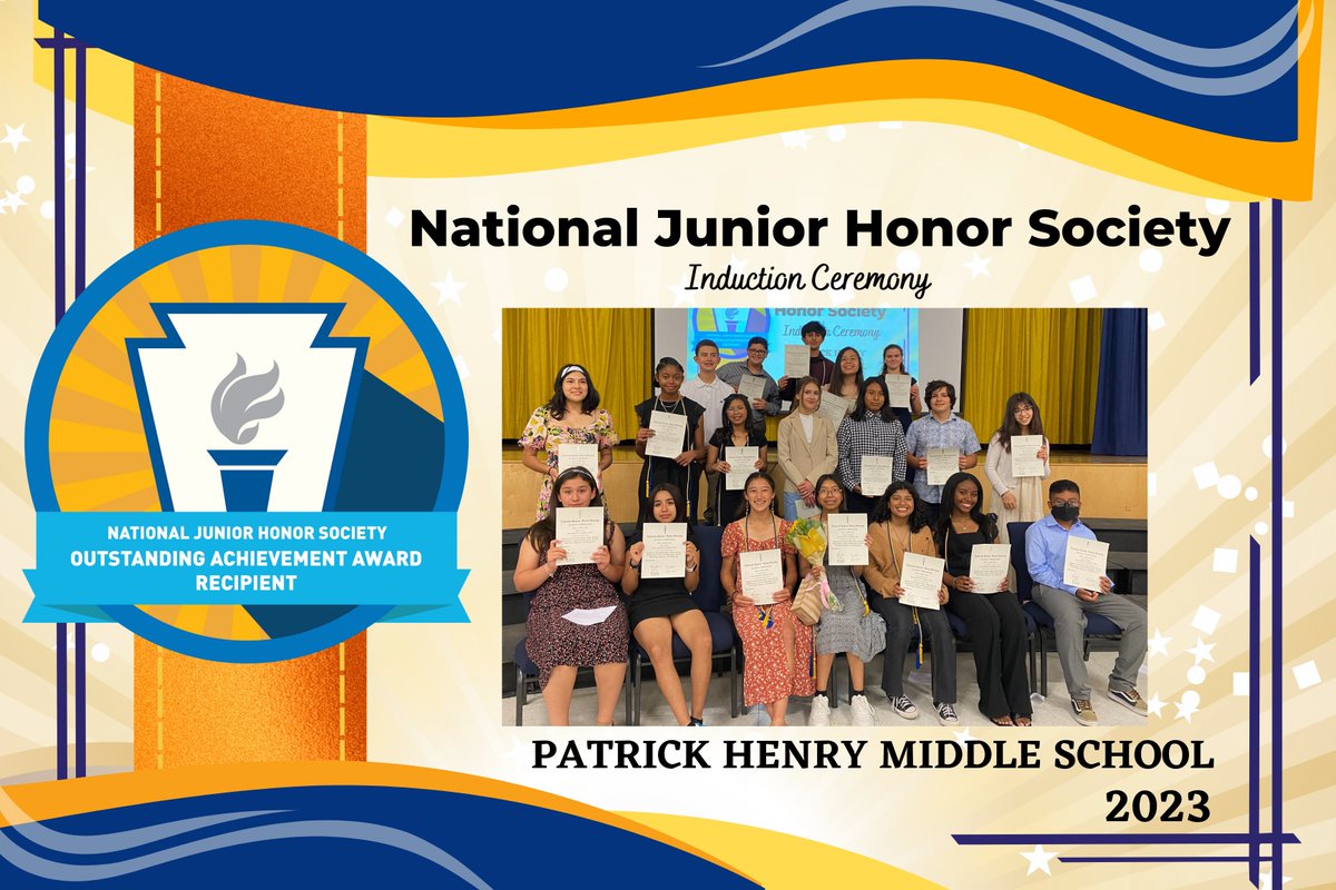 Patrick_henryMS's tweet photo. Congratulations to our 2023 National Junior Honor Society Members. Your academic excellence and community service is setting the stage for your future. https://t.co/5BmQiO8xkA