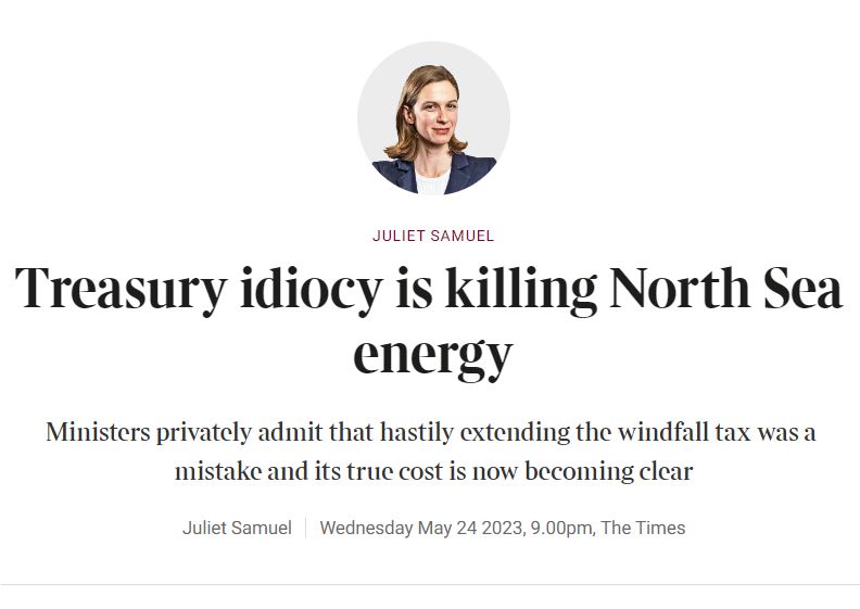 Treasury idiocy is killing North Sea energy

West Africa is a more stable investment location than Britain

Brilliant hard-hitting article by @CitySamuel in @thetimes today on how North Sea windfall taxes are destroying our oil & gas industry.

Key points in the thread below: