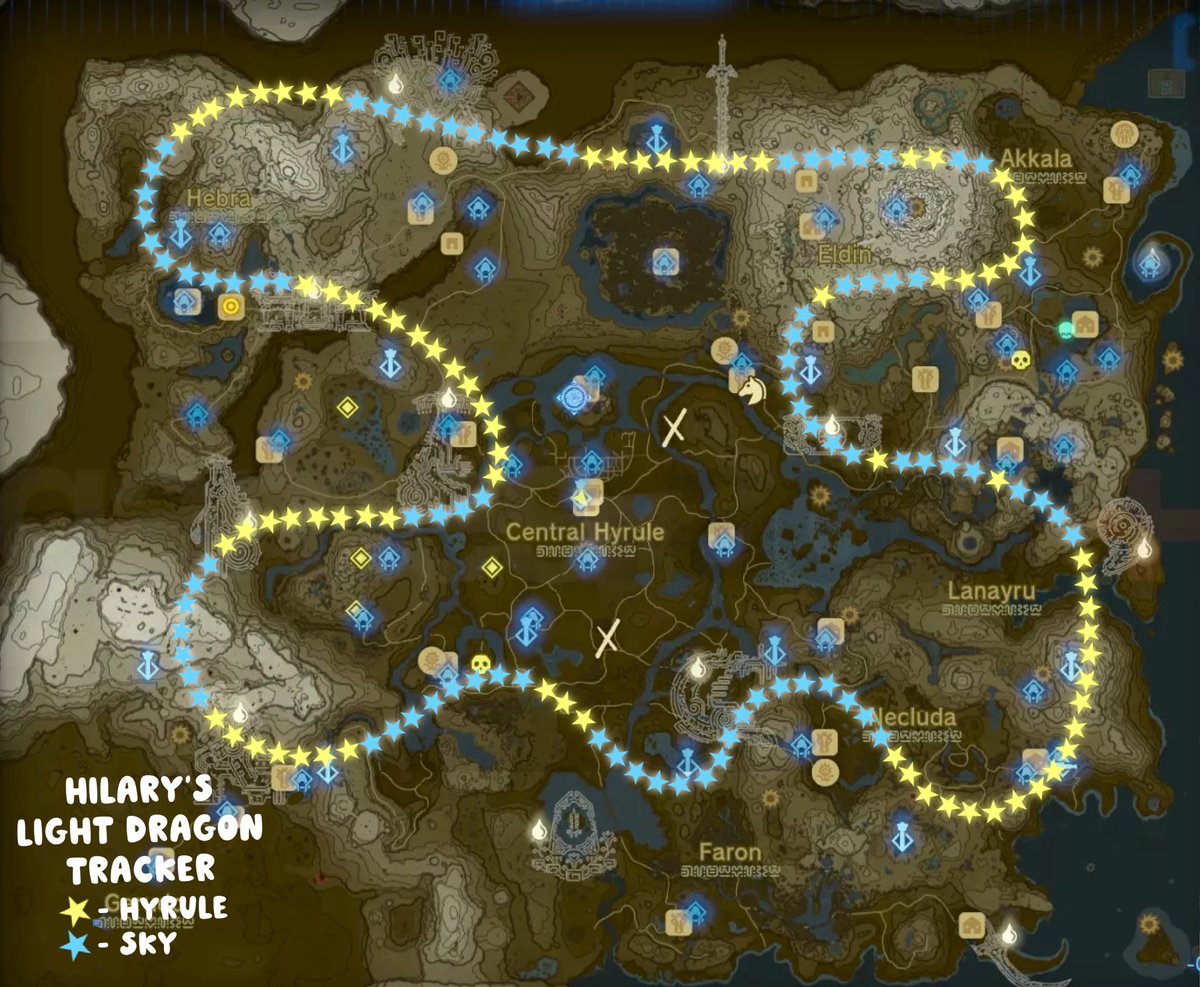 itshilarymason's tweet photo. In the hopes it helps someone else, I mapped out the route of the #TOTK Light Dragon ✨ https://t.co/lA1bdPqI8U