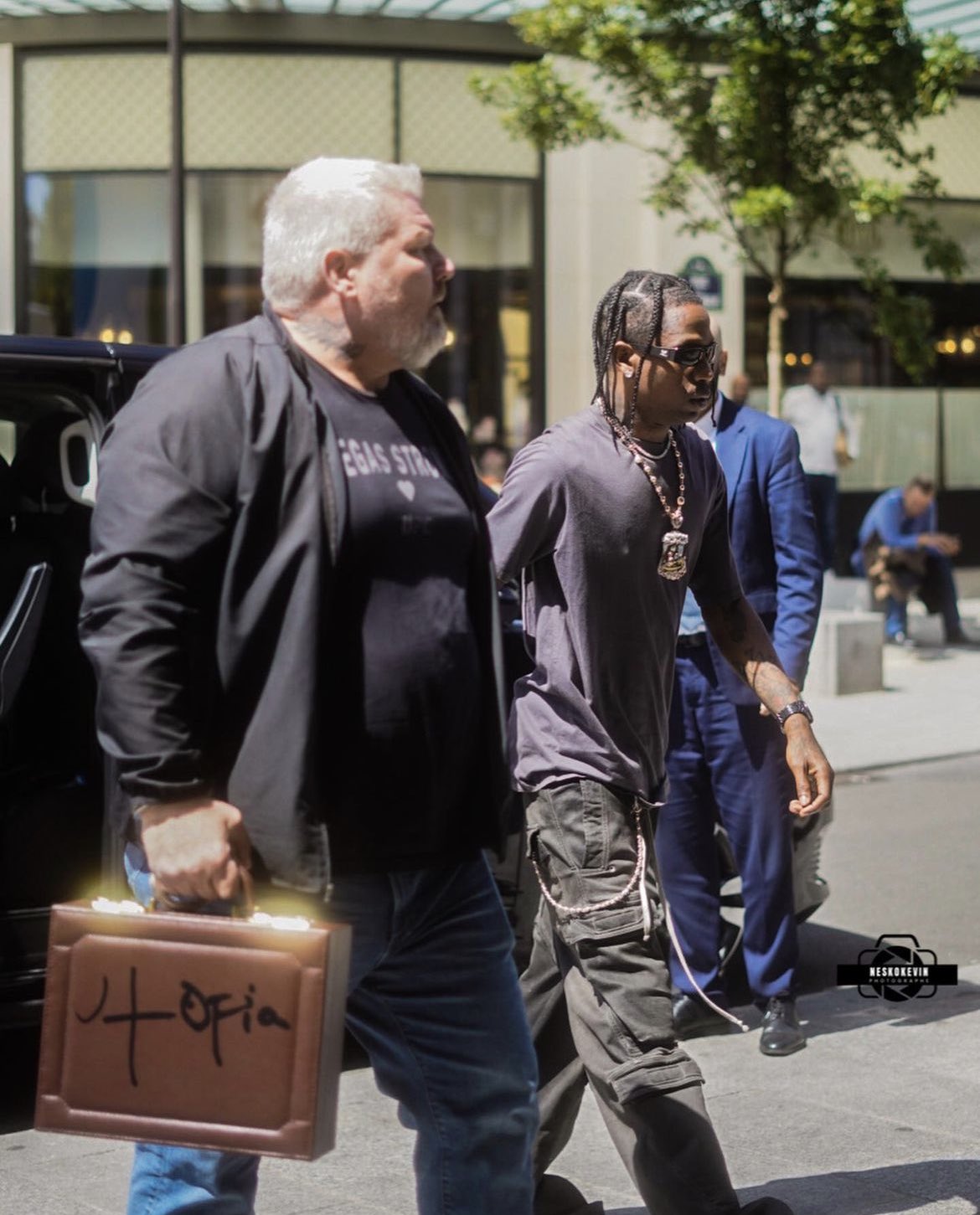 Rap301 on X: Travis Scott Arriving At The Louis Vuitton HQ In Paris With  The Utopia Briefcase 💼  / X