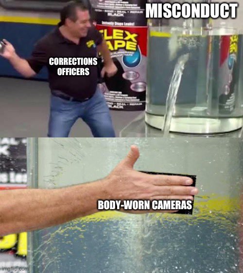 Slap it on with the might of Zeus! 

Corrections Officers should be wearing body cameras too. I say Nay-Nay to their shenanigans. #accountability #bodyworncameras #reform #flextape #philswift