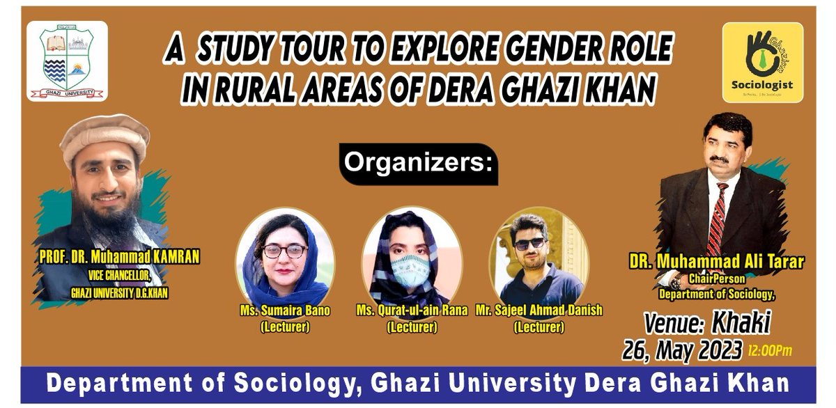 MuhamadAliTarar's tweet photo. Let's Explore Gender Role in Rural Areas of D.G.Khan 
#ghaziansociologists #SociologyIsTheRevolution #ghaziansociologist #GovtofPunjabPK #GhaziUniversityDGK #proudtobeghazian #ghaziuniversitydgkhan #ruralsociologist #iamghazian #development #genderequality #genderroles https://t.co/fzxLyrSci4