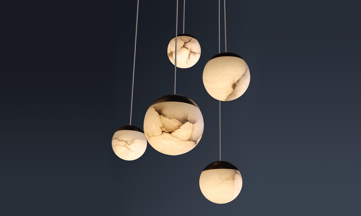 NEW Showroom Installation | The Callisto 🌕⚪ by @BoydLighting features hand-turned alabaster moons that cascade through your interiors. Each sphere is a one-of-a-kind work of art. ow.ly/LXtH50OwbSg #lightinginspo #moonlight #alabasterlighting 

⁠
