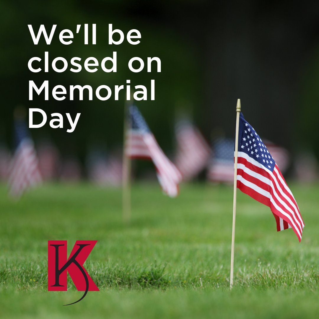 Just a heads up, we're closed on Monday! We are thankful for those who made the ultimate sacrifice in service to our country. #MemorialDay