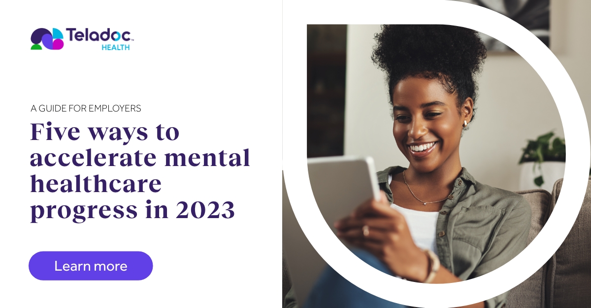 TeladocHealth's tweet photo. With the need for mental healthcare growing, how can you best provide life-changing support for your employees? Discover five ways your organization can accelerate progress in 2023 and beyond: https://t.co/dFadNMT1cM

 #MentalHealthAwareness #MentalHealth https://t.co/9jwZ5ikktO