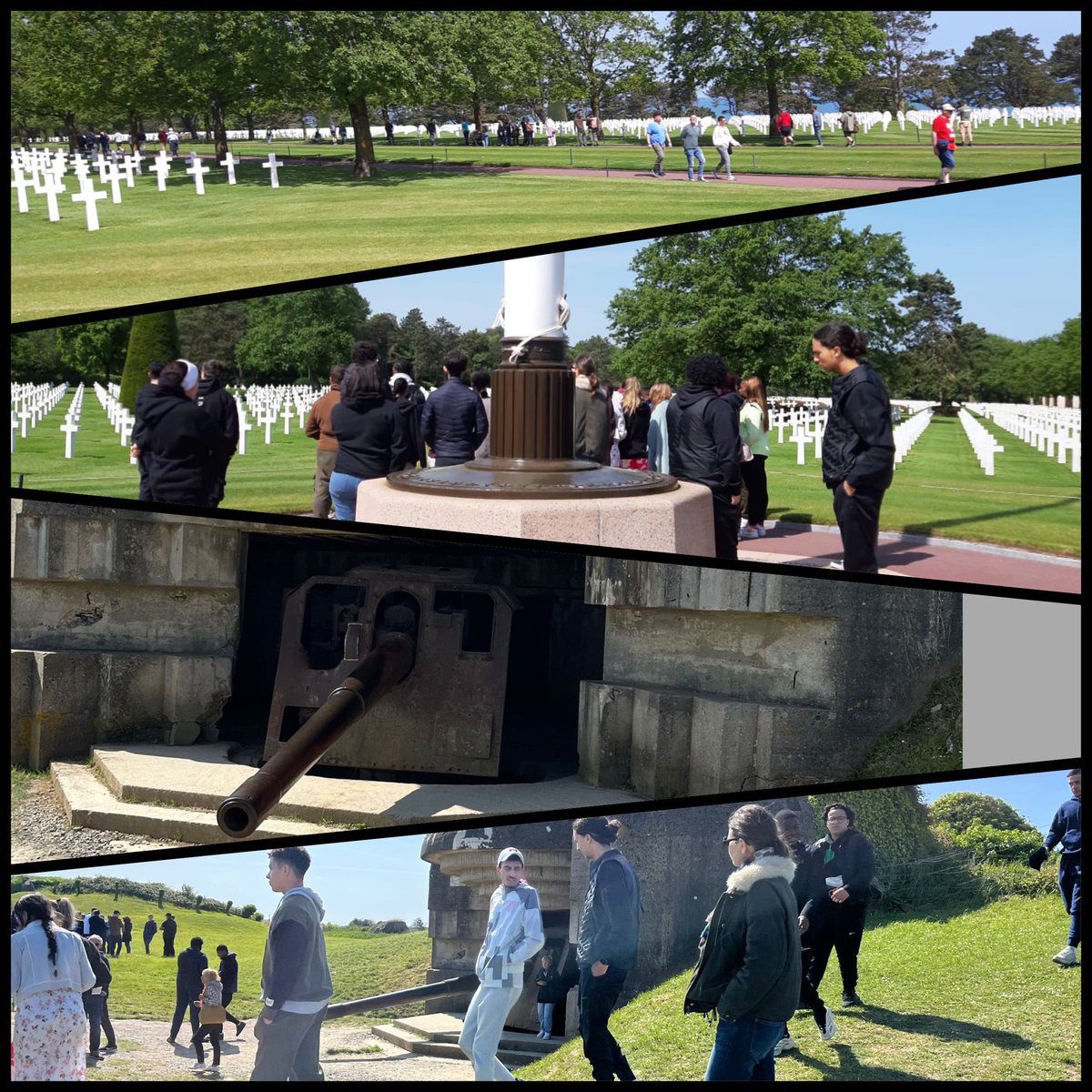 LycLaTournelle's tweet photo. Merci au @CaenMemorial pour cette visite guidée avec nos élèves.
Visite de la Batterie de #LonguessurMer et du Cimetière de #CollevillesurMer https://t.co/kHqKiBNByG