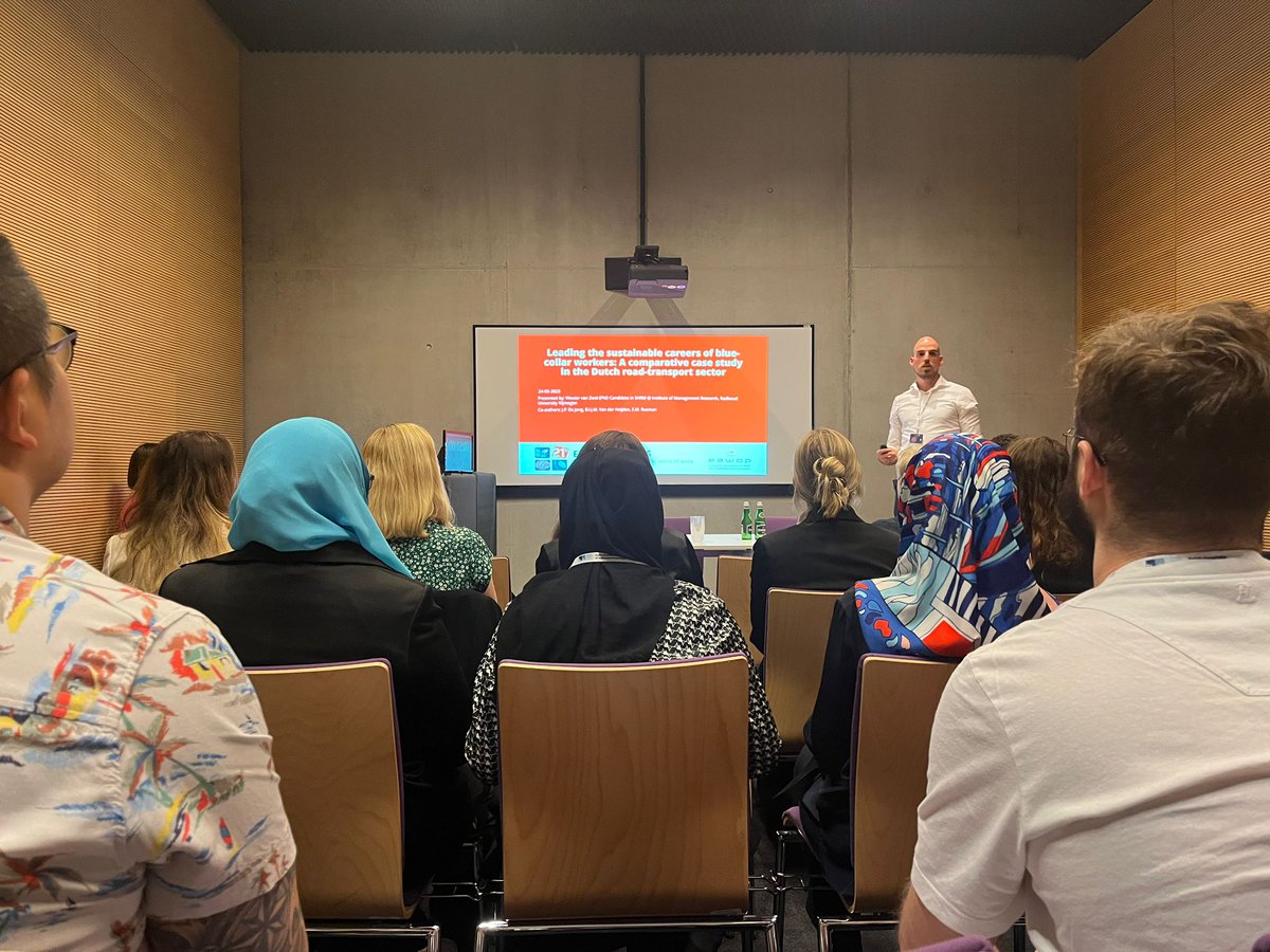 Today I've presented my research on the role of leadership in fostering career sustainability for blue-collar workers (truck drivers from The Netherlands). Very cool to have presented at my first international conference, looking forward to the other sessions!