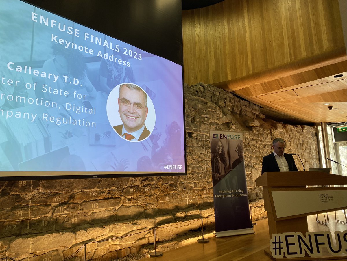 SkillsDublin's tweet photo. Itโs just kicking off #ENFUSE finals a collaboration led by @DubCityCouncil @DCCEconDev key note from @daracalleary TD acknowledging partnership between #SMEโs & #Education #FutureWorldofWork https://t.co/aG2lS42gbb