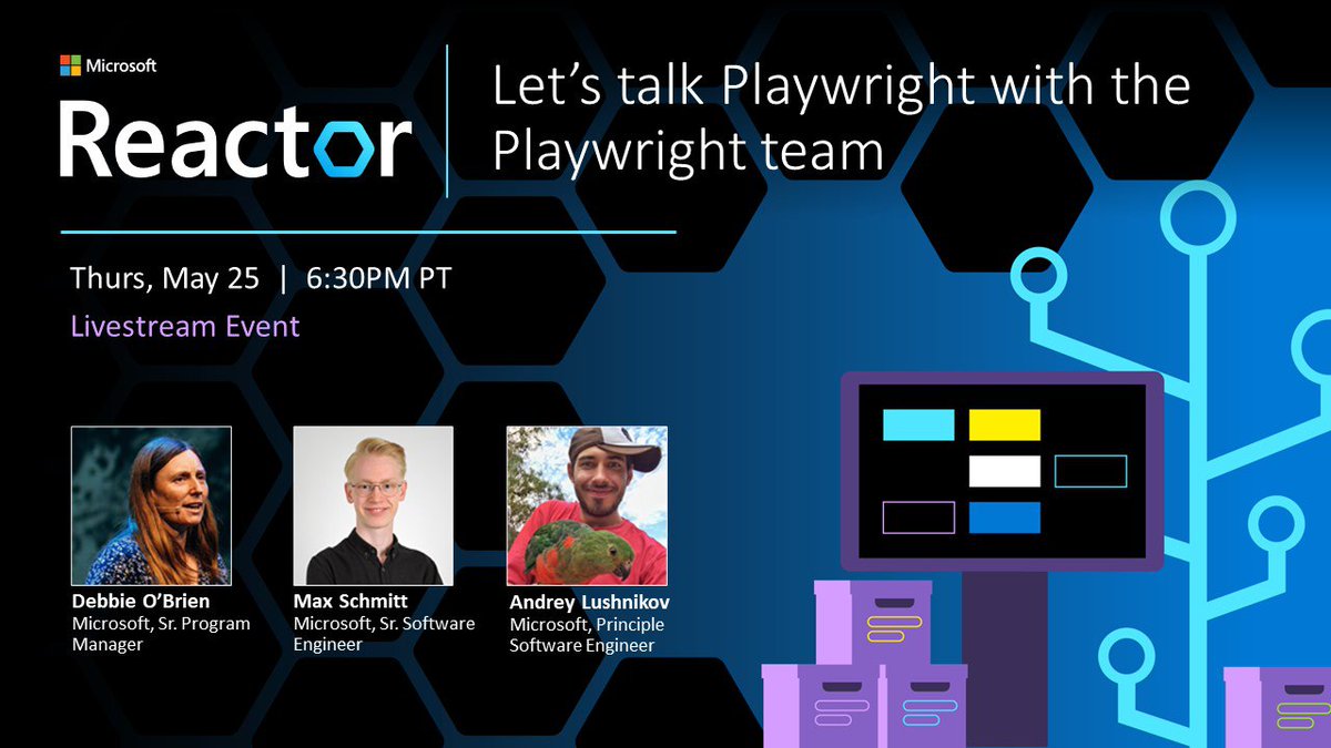 Join us tonight for an in-person and online event from the @MSFTReactor in Redmond for an exclusive Q&A with the Playwright team: reactor.microsoft.com/en-us/reactor/…