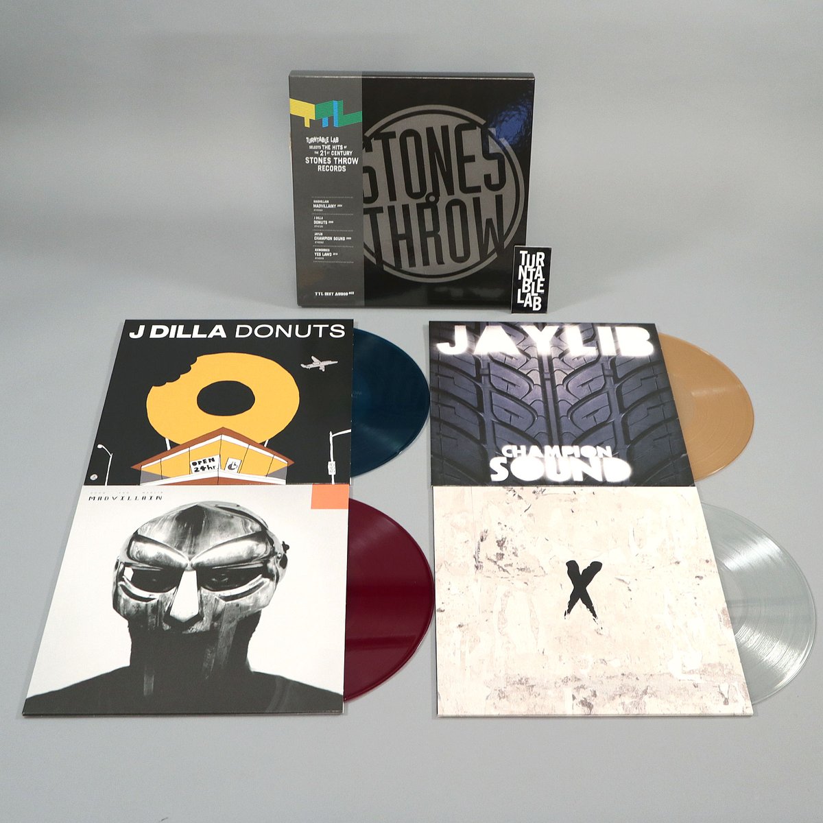 #StonesThrow x @TurntableLab Selects the Hits of the 21st Century. The box set features Madvillain - Madvillainy in red vinyl, J Dilla - Donuts in navy blue, Jaylib - Champion Sound in gold, and NxWorries - Yes Lawd in clear transparent vinyl. 

More: sthrow.com/ttl