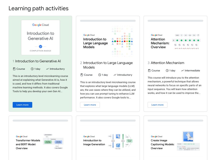 CyrusShepard's tweet photo. Google offers a new learning path in Generative AI

It's free, fast... and actually helpful?!

While the courses are quick (scored 100% after watching a 25-minute video), it actually deepened my understanding of Generative AI + fresh ideas about using AI in SEO/Marketing https://t.co/6cbDoERYmT