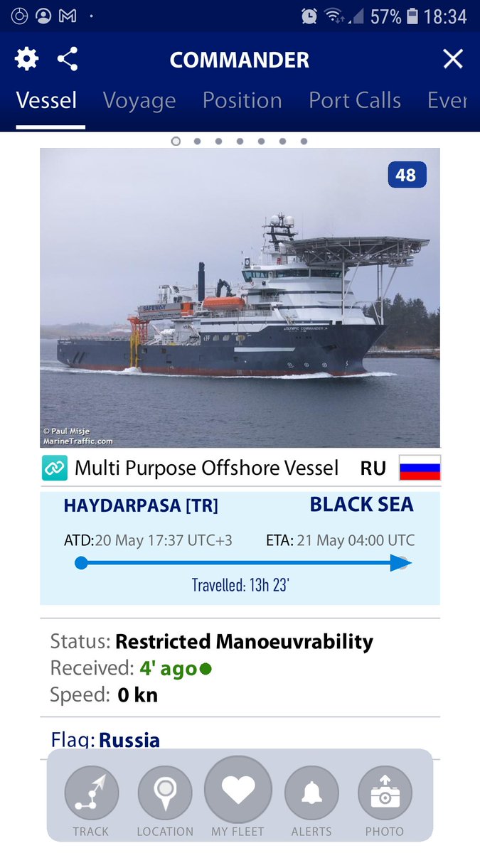 @Gerashchenko_en Russian OSV Commander now on ais in approx the right position ......