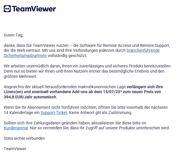 #TeamViewer erhöht die Preise um 20% ☹Lizenz gekündigt, jetzt wird umgestiegen auf @rustdesk