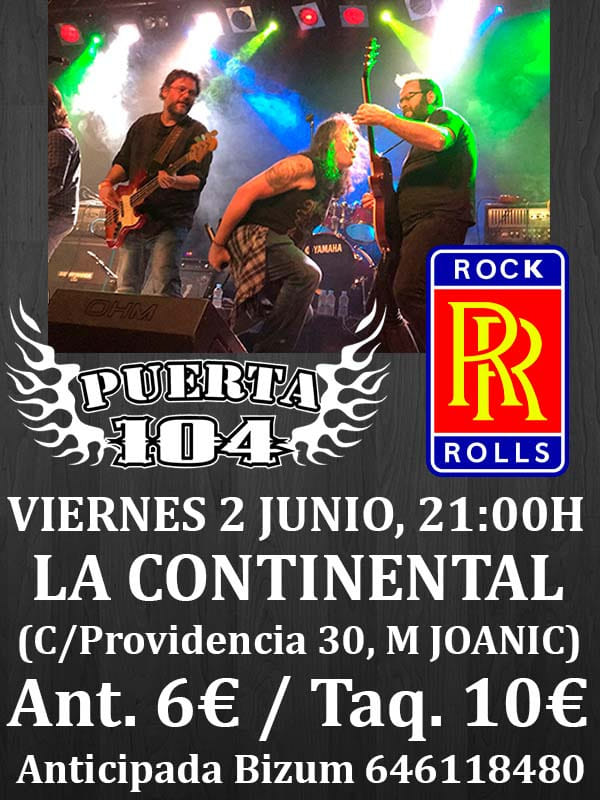 Puerta104's tweet photo. El viernes de la semana que viene los Puerta 104 volvemos al ataque, esta vez en la sala La Continental. Nuevas canciones, las de siempre, y rocanrol del bueno. Próximo 2 de junio a las 21:00 en La Continental (C/Providencia 30, Barcelona). 6€ (Bizum 646118480) - 10€ Taquilla. https://t.co/RnApUqvSI1