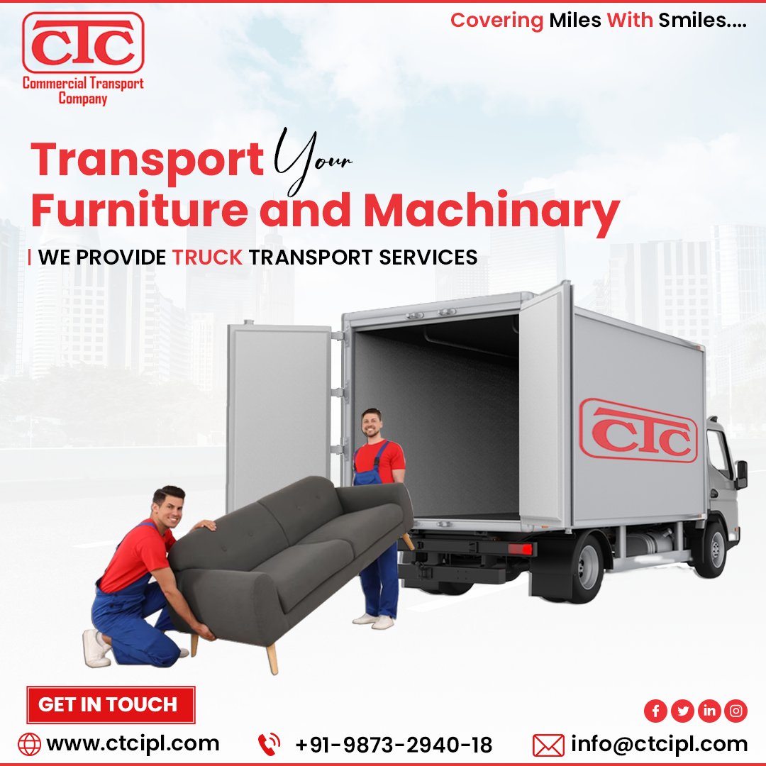 Transport Your Furniture & Machinary Very Easily, Safely

Reach Us 📷:-
Delhi to kolkata 9873294500
Kolkata to Delhi 9311169677
Full truck load Accepted for all over india 9873294018

#ctccommercialtransport #commercialtransport #logisticservices #logisticscompany #truckservices