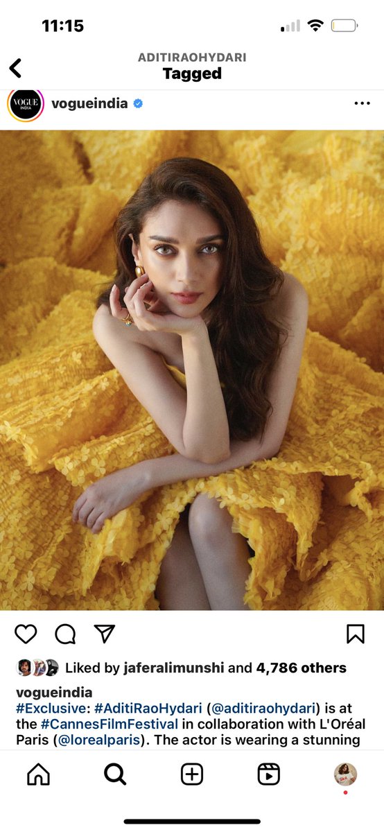 Aditi Rao Hydari (<a href="/aditiraohydari/">Aditi Rao Hydari</a>) carries sunshine to the Cannes Film Festival red carpet in an elaborate Michael Cinco creation with a fitted bodice and a voluminous sequins skirt and train. 

Styled by <a href="/SanamRatansi/">sanam</a>  

#AditiRaoHydari #CannesFilmFestival