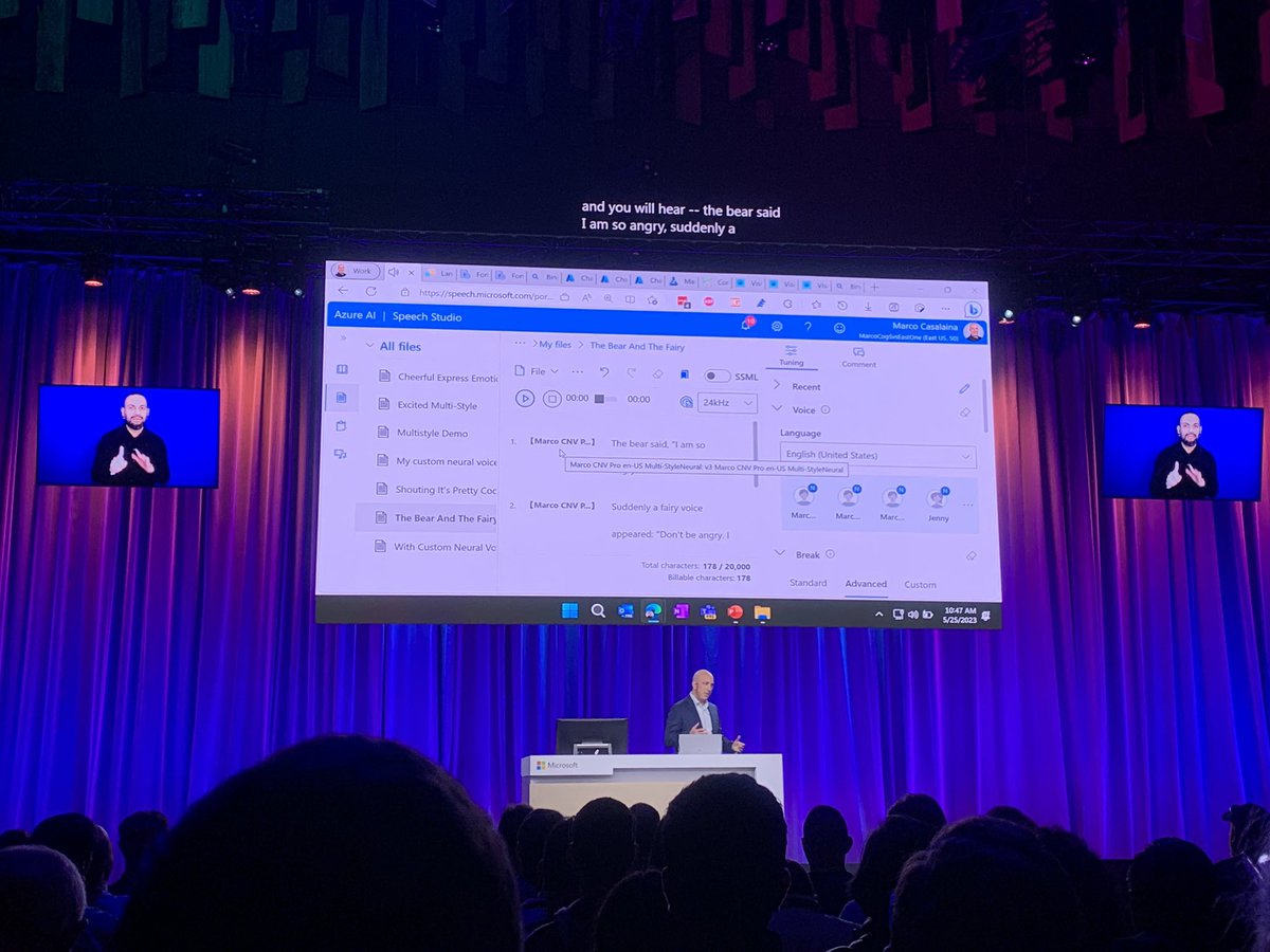 ayako_omori's tweet image. #MSBuild Day3 最終日。
クラシックな #CognitiveServices のサービス群もちゃんと進化‼️
Neural Custom Voice は感情をのせて合成音声作れるようになったり、Summarization は箇条書きなど指定できるようになったり。プロンプト書くより直接的で効率的と思います😺