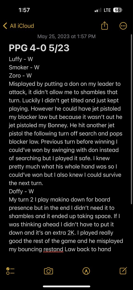 Second local playing Law and I went 4-0 placing 1st out of 12 players! (Missing 2/4 otamas)

1. Luffy ✅ 
2. Smoker ✅
3. Zoro ✅
4. Doffy ✅

I played well but I misplayed in almost every game and got lucky they couldn’t respond.