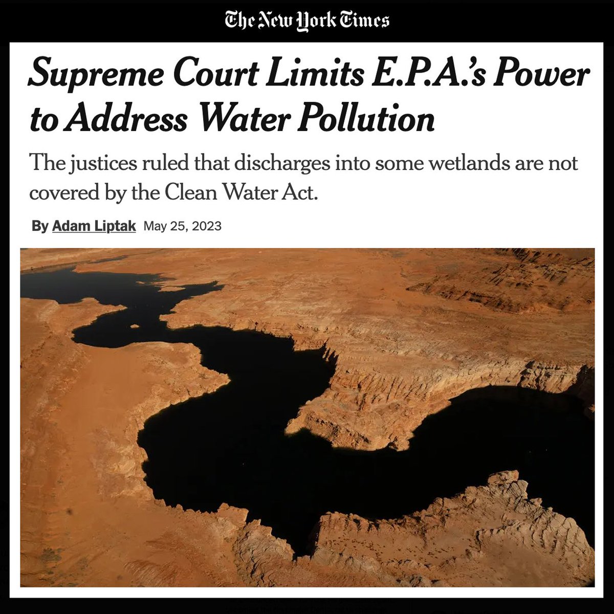 BREAKING: As the world faces climate catastrophe, our pro-industry Supreme Court ruled today that most of the nation's wetlands cannot be regulated by the government. 

Another shameful triumph of corporate power.
nytimes.com/2023/05/25/us/…
