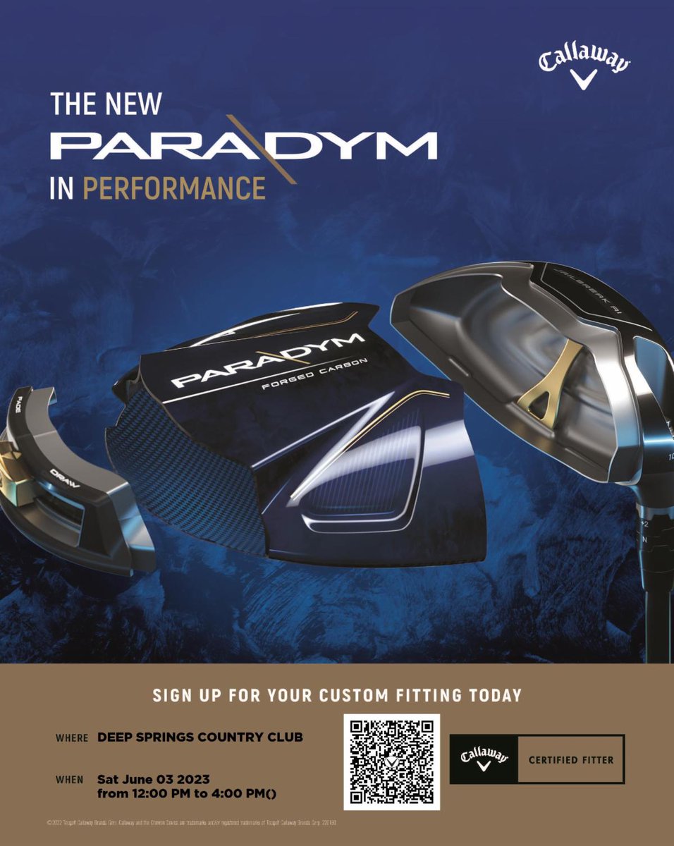 Callaway FITTING DAY: Saturday, June 3 from 12:00 Noon - 4:00 pm Book fitting appointment HERE: process.callawaygolf.com