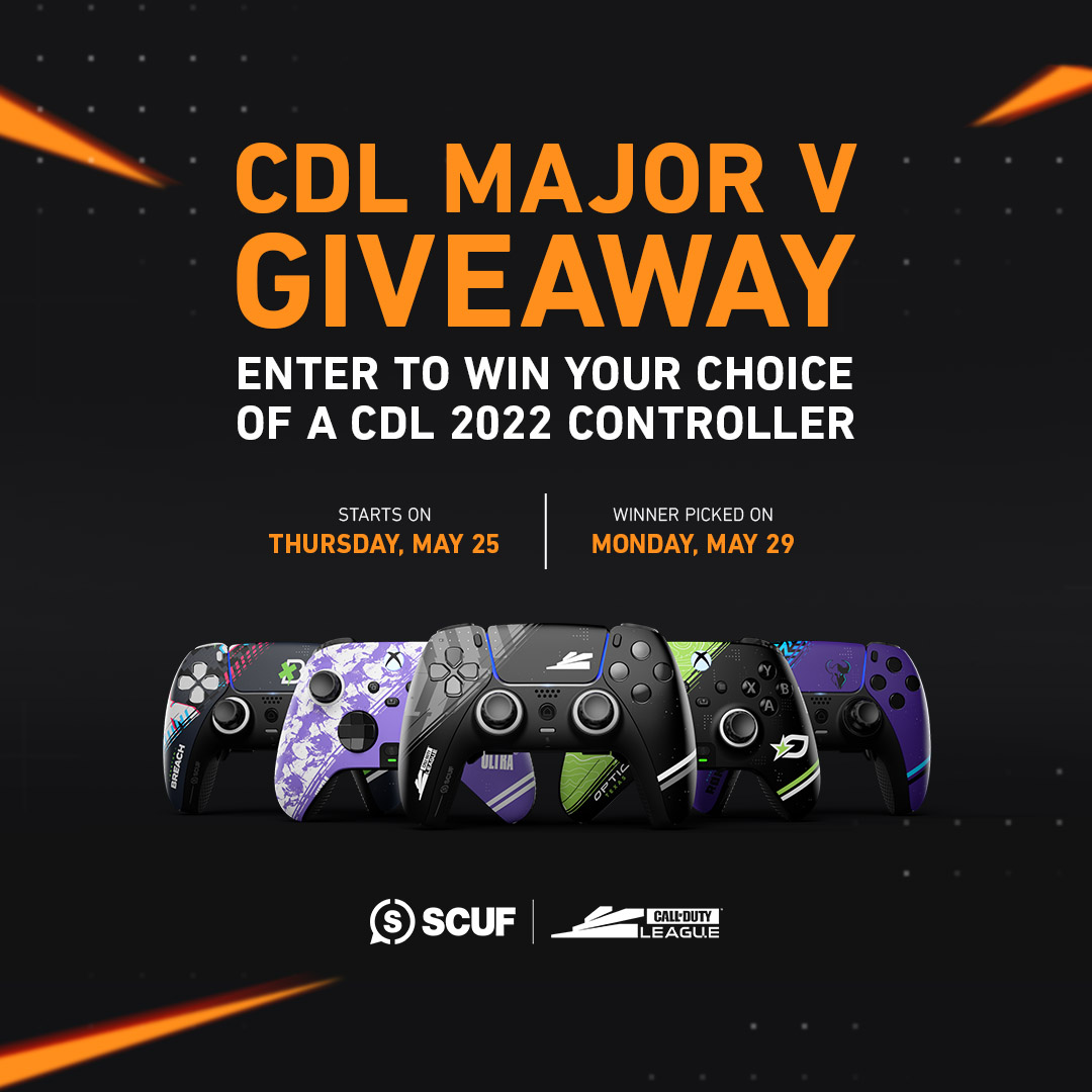Last #CDL2023 Major before Champs! Rep' your team with a brand new SCUF. 🎮

Enter Here: scuf.co/Giveaway

Winner chosen on May 29th.