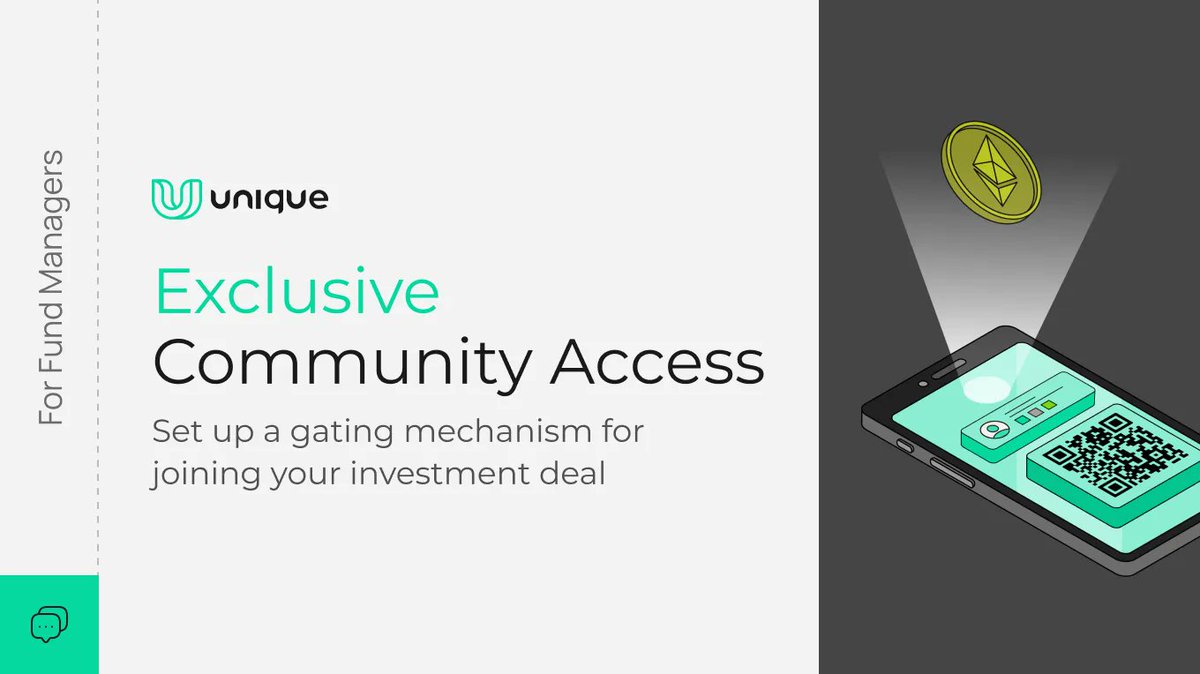 #FundManagers! Level up your deal-by-deal investments with Unique.vc:

🔒 Set proof-of-ownership requirements for your #InvestmentSyndicate.

⏱️ Save time with gated access based on NFT ownership, tokens, or Discord whitelisting!

👉 unique.vc/start-investme…