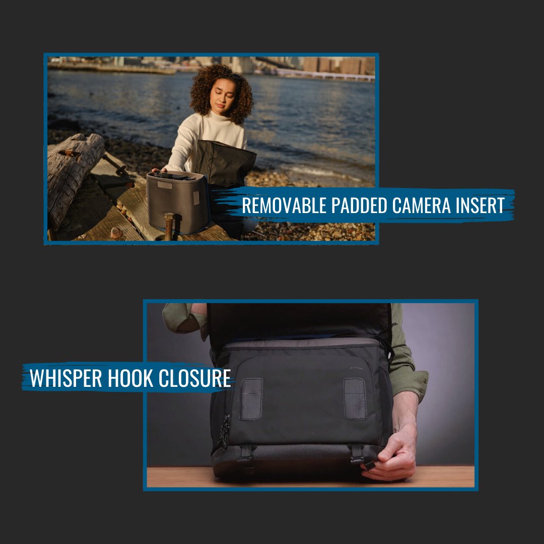 The Tenba DNA Collection was designed with YOU in mind. Discover each innovative feature like the Whisper Hook closure, memory foam shoulder strap, and trolley strap. #MessengerBag #CameraBag