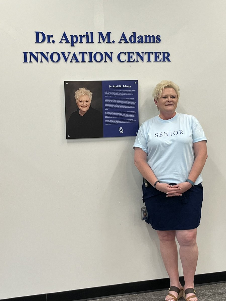 Last day of school means the last day with students for our leader, Dr. April Adams.  We are thrilled to capture her legacy with the renaming of “The View” to the “Dr. April M. Adams Innovation Center”<a href="/LHSJAYS/">Liberty High School</a> <a href="/LIBERTYSCHOOLS/">LPS53</a> <a href="/Blue_Jay_Nation/">BlueJayNation</a> <a href="/BluejayLeaders/">LHS Practical Leadership</a> <a href="/LibertyStuCo/">LHS Student Council</a>