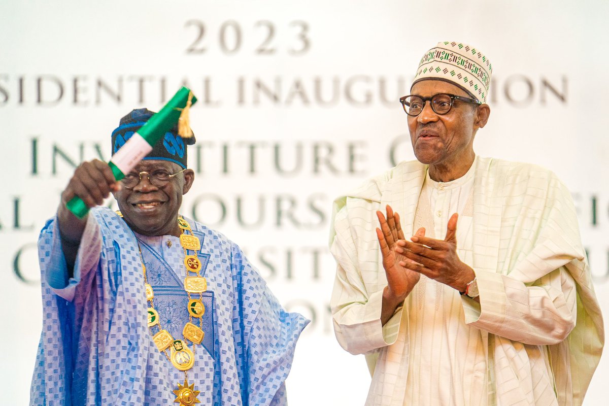 DapoAbiodunCON's tweet photo. We were at the Investiture of National Honours and official handover of Transition Documents ceremony today even as our dear nation gets set for another democratic dispensation. The President-elect, @officialABAT was conferred with the National Honour of Grand Commander of the Order of the Federal Republic - GCFR while the Vice President-elect, Sen. Kashim Shettima was conferred with the Grand Commander of Order of the Niger respectively.